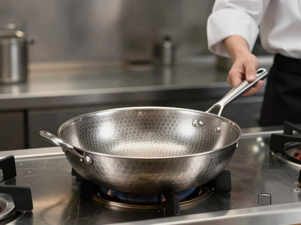 HexClad hybrid stainless steel pan.